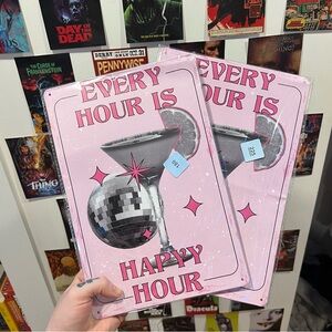 Pink Retro Party Sign - Happy Hour